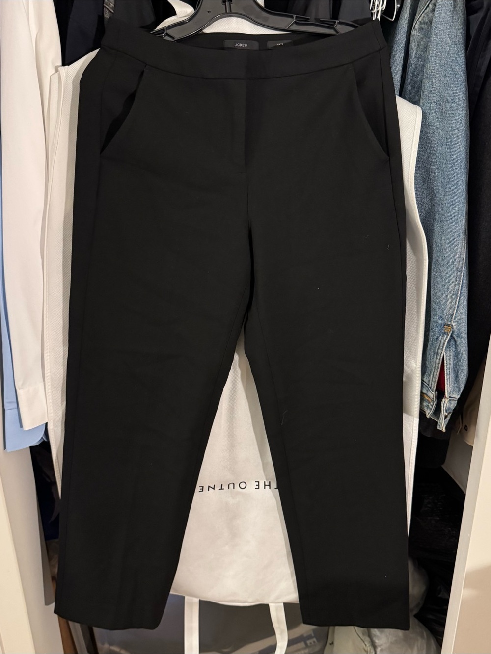 J. Crew Black Tailored Straight-Leg Kate Trousers